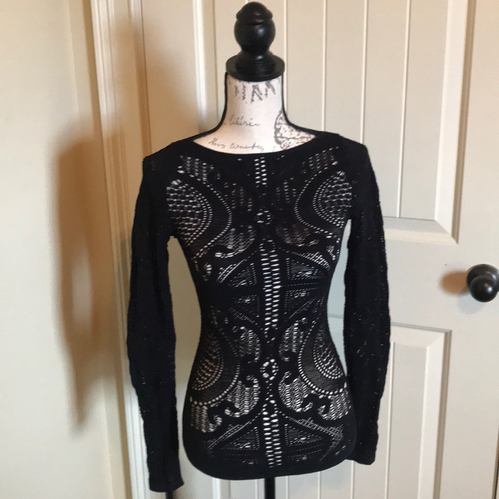 Bebe black lacelook bodycon top